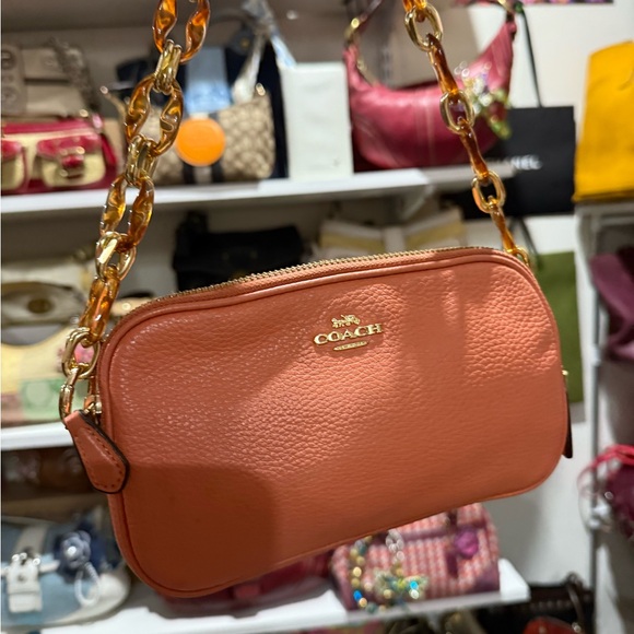 Coach Women's Coral pebble Leather small Bag - Picture 3 of 5